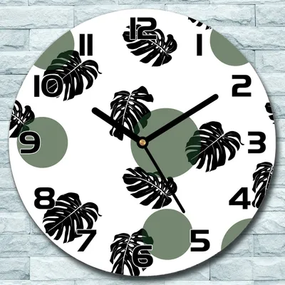 Produktbild von Wanduhr aus Glas Rund fi 30 Fensterblätter und Kreise Deko Schlafzimmer Büro