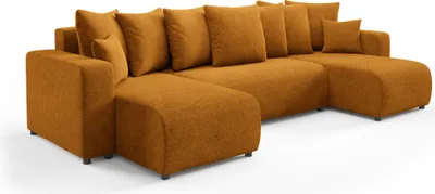 Produktbild von KEF Ecksofa Laura – U-Form – 318x88x145 cm – Liegefläche 135x270 cm – Rollmechanismus – Weicher Stoff – Mit Bettkasten Onega 19
