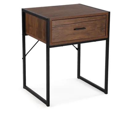 Beistelltisch Nalua, 60x48x40 cm, Holz, dunkelbraun/schwarz