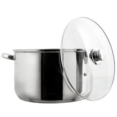 Produktbild von Edelstahl Suppentopf 10 Liter – Ø37,5 x 29,4 cm – Edelstahl Kochtopf mit Glasdeckel – Geeignet für Induktion & Alle Wärmequellen – Silberfarben