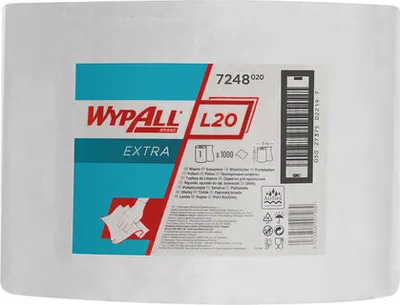 Image de Lingettes nettoyantes Wypall L20, blanches, 23,5 x 38 cm, boîte de 1000