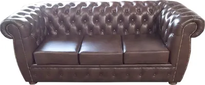 Zdjęcie produktu dla Sofa Chesterfield, skórzana, trzyosobowa, oryginalna, kolor brązowy