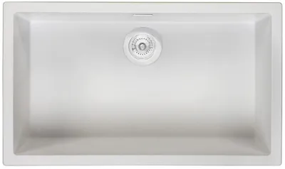 Obrázek produktu pro Bílý velký dřez 70 × 40 cm, pro montáž pod desku, na desku i do desky, s bílou zátkou 1208970521