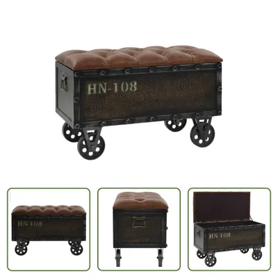 Produktbild von The Living Store Aufbewahrungsbank Massivholz Kunstleder 80,5x41x50 cm