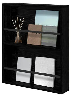 Produktbild von Magazinregal in schwarzer Eichen-Optik - Wandmontage, Holzwerkstoff, 60x12x70 cm