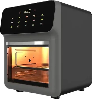 Immagine prodotto di Friggitrice ad aria calda Airfryer - Forno multifunzione - Capacità 15 L - 801-1200 W - Finestra di visualizzazione - Touchscreen - Antiaderente - Spina UE 110 V - Nero