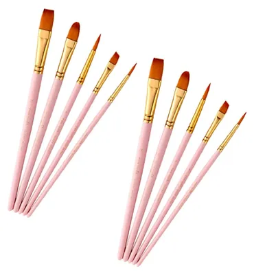 Produktbild von 10 Nylonpinsel mit Holzgriff für Öl- und Acrylmalerei, geeignet für Anfänger und Künstler