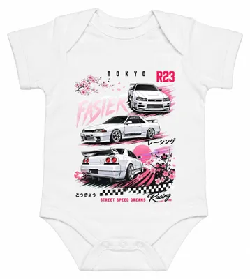 Productafbeelding van Snelle straatauto's, Japanse tuning, Tokyo, Y2K-stijl, drift, babyblauw, wit, 6/12