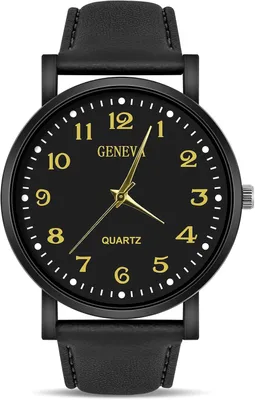 Zdjęcie produktu dla Zegarek męski, kwarcowy, analogowy. Minimalistyczny zegarek męski z paskiem ze sztucznej skóry i dużą tarczą. Klasyczny, elegancki, idealny do noszenia na co dzień i do pracy, łatwy do odczytania