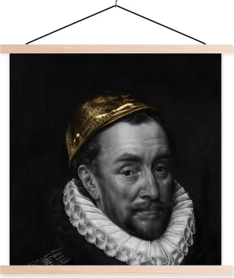Produktbild von MuchoWow® Textilposter Wilhelm von Oranien - Kunst - Gemälde 120x120 cm mit holzfarbenen Rahmen - Textil-Poster