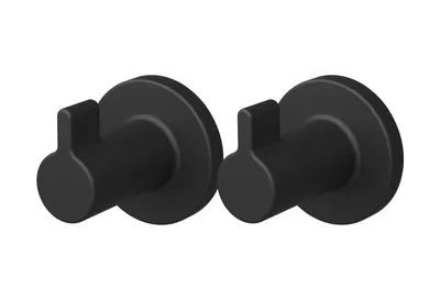 Produktbild von Lenz NERO Handtuchhaken Schwarz-Matt- einfache Wandmontage - vielseitig einsetzbar - 2er Set - 3,5cm Durchmesser - 4546851