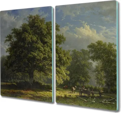 Produktbild von Coloray Hackbrett Küchenbrett Kochplattenabdeckung Schneidebrett Herdabdeckplatte 2x30x52 cm - Wald Pferd Himmel