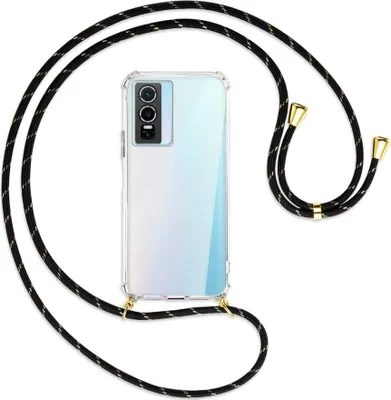 Produktbild von Handykette Backcover-Schutzhülle mit Band (Metall goldfarben) für vivo Y76 5G - schwarz/gold