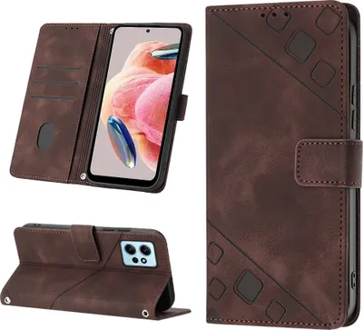 Obrázek produktu pro Pouzdro pro Xiaomi Redmi Note 12 4G vyražené Flip kožené peněženkové pouzdro s funkcí stojánku Hnědý