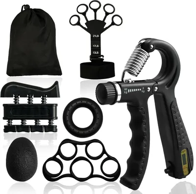 Produktbild von Hand Trainer 6-teiliges Set, verstellbarer Grifftrainer, Hand- und Unterarmtrainer, Fingertrainingsgerät