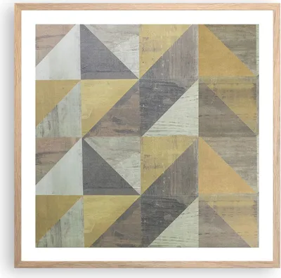 Produktbild von Gerahmtes Poster - Rahmen in heller Eiche - Abstraktion Geometrisch Dreiecke - 60x60 cm - Wand Bild - Wanddeko - Wandbilder - Kunstposter - Wandposter - Bilderrahmen - Bilder - P2NAC60x60-4884