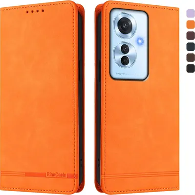 Image de Etui pour Oppo Reno11 F 5G, étui rétro en cuirPolyuréthaneavec support et fentes pour cartes Orange
