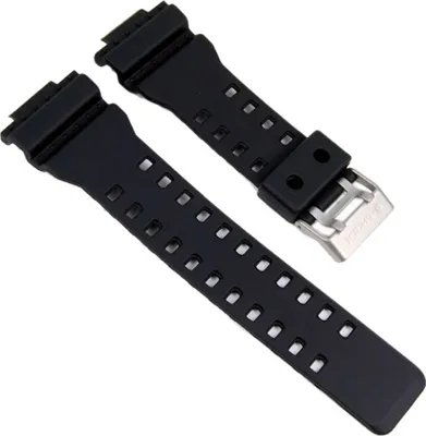 Two black watch straps with a silver buckle, laid out diagonally on a white background.