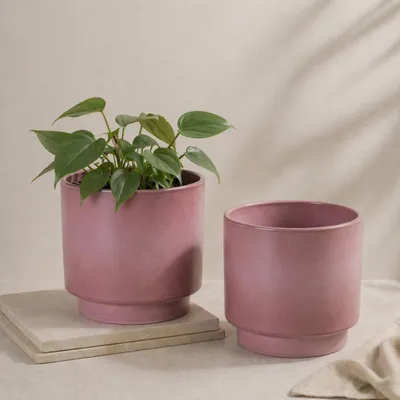 Produktbild von Übertöpfe in Ø 13 cm, Blumentöpfe in Altrosa im 2er Set