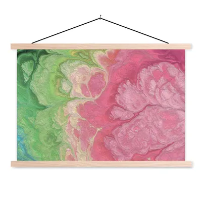 Produktbild von MuchoWow® Textilposter Farbe - Kunst - Psychedelisch 120x80 cm mit holzfarbenen Rahmen - Aufhängeset