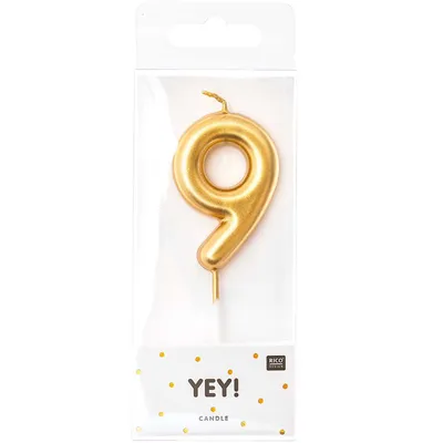Produktbild von Zahlenkerze 9, Gold