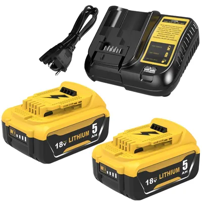 Produktbild von 2 Stück 5.0Ah Ersatz für Dewalt Akku 18V + 3A Ladegerät für Dewalt Ladegerät 10.