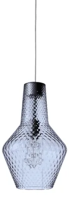 Image de Zafferano Suspension, verre soufflé et métal, ø 250x3180 mm, 1X E27 de 70 Watt, IP20, structure grise, verre bleuâtre