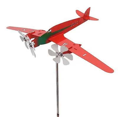 Zdjęcie produktu dla Metalowy wiatrak w kształcie samolotu 3D, dekoracja do ogrodu, wykonana ze stali nierdzewnej, ręcznie spawana, wskaźnik kierunku wiatru, do użytku na zewnątrz, idealna do ogrodu, tarasu lub podwórka