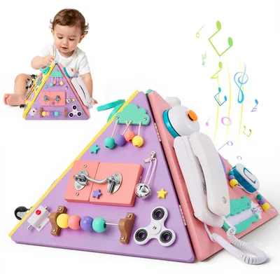 Imagen del producto de Tablero de actividades Montessori, cubo piramidal, para bebés y niños pequeños, juguete educativo