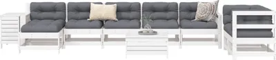 Produktbild von Maison Exclusive - 10-tlg. Garten-Sofagarnitur Weiß Massivholz Kiefer