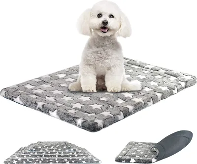 Produktbild von Hundematte, Katzenmatte - Reversibel Hundebett für Kleine Hund - Bett für Hunde und Katze - Katzenbett, Katzenkissen - 60x40 cm Sterne – Flauschig Hundedecke - Waschbar Hundematratze