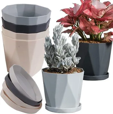 Image de Pots de fleurs en céramique de 12,7 cm, lot de 6 avec trous de drainage