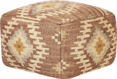 Produktbild von BELIANI Pouf Mehrfarbig Jute und Wolle 50 x 50 x 30 cm Quadratisch mit EPS Füllung Muster Orientalisch Geometrisch für Wohnzimmer Schlafzimmer Deko