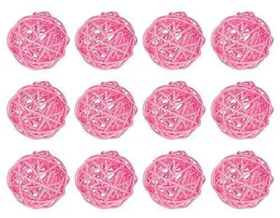 Image de Dekokugeln en rotin, 5 cm de diamètre, couleur rose, lot de 12, pour décoration de vases et jouets pour oiseaux