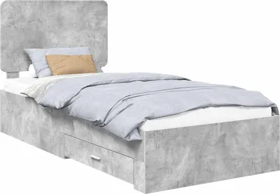 Zdjęcie produktu dla Ramka łóżka Betonowy szary 90 x 190 cm Materiał drewnopochodny