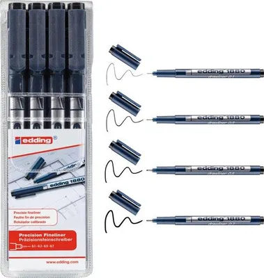 Edding 1880 Drawliner 4 stuks 0.1/0.3/0.5/0.7mm