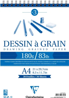 Produktbild von Clairefontaine 5x Gekörntes Zeichenpapier, Block , 30 Blatt A4 weiß 96628C