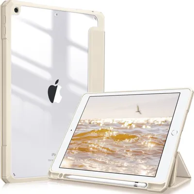Produktbild von Fintie Hybrid Hülle für 10.2 Zoll iPad 9. Generation 2021/8. Gen 2020/7. Gen 2019 mit Stifthalter - Stoßfeste Schutzhülle mit transparenter Hartschale auf der Rückseite, Champagner