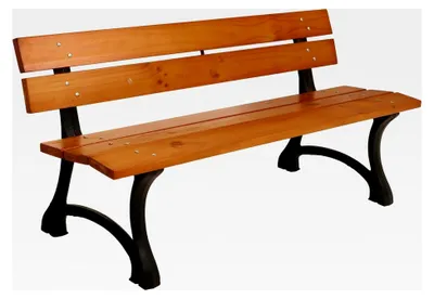 Produktbild von Gartenbank, Sitzbank Parkbank aus Holz, 3-Sitzer, Gusseisen und Kiefer, 170 cm - Teak