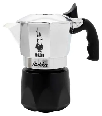 Produktbild von Bialetti Brikka, Mokka-Kanne, 0,1 l, Schwarz, Edelstahl, Aluminium, 2 Tassen, Thermoplast