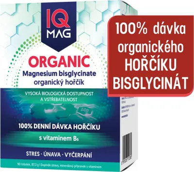 Obrázek produktu pro IQ Mag ORGANIC hořčík bisglycinát + B6, 90 tbl