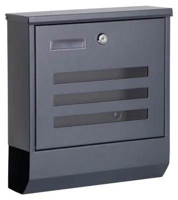 Produktbild von Verda Briefkasten mit Zeitungsfach, anthrazit mit Sichtfenster, (33 x 30 x 9 cm), Namensschildhalter, abschließbar, moderner Wandbriefkasten