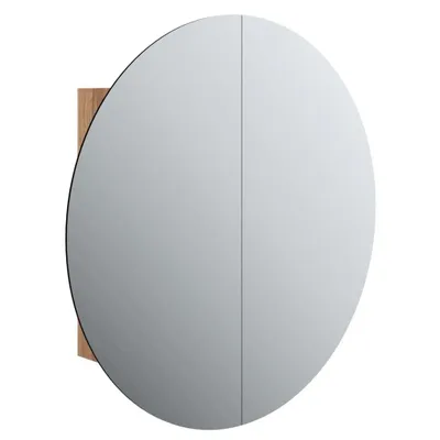 Produktbild von vidaXL Badezimmerschrank mit Rundem Spiegel & LED Eichen-Optik