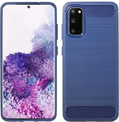 Produktbild von cofi1453® Silikon Hülle Bumper Carbon kompatibel mit SAMSUNG GALAXY S20 (G980F) Case TPU Soft Handyhülle Cover Schutzhülle in Blau