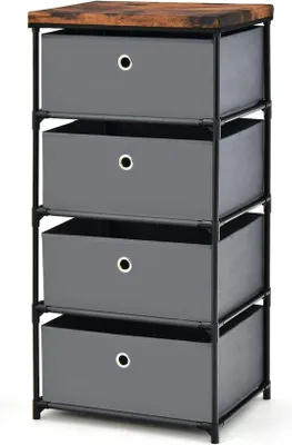 Image de Meuble de rangement avec tiroirs à fermeture douce, gris, 4 tiroirs