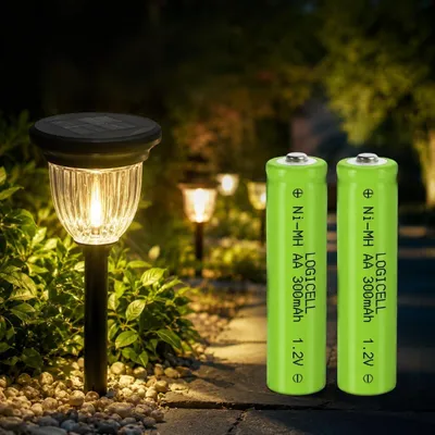 Produktbild von 2 stück LogiCell NI-MH-Akku Mignon AA 300mAh, 1,2V Solar Mignon Batterie für Solarprodukte, Solarlampen LED Gartenleuchte Dekoleuchten Wiederaufladbar