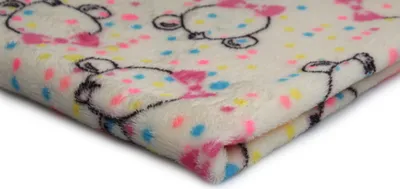 Obrázok produktu pre Plyšové medvedíky s potlačou Minky na Ecru 50 x 180 cm