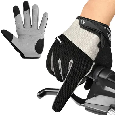Obrázok produktu pre Rukavice na bicykel, celoprstové, nepremokavé, vetruodolné, veľkosť L, farba: sivá