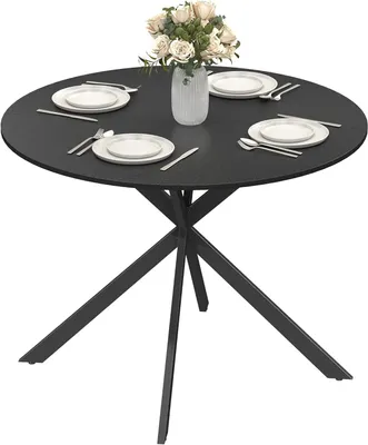 Imagen del producto de Mesa de comedor - Mesa de cocina - Mesa redonda - Mesa para comedor - Mesa - Diseño industrial - Diámetro 100 cm - Patas de acero en forma de X