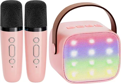 Produktbild von Karaoke-Maschine mit 2 Mikrofonen: Mini-Geschenkspielzeug für Kinder und Mädchen im Alter von 3–12 Jahren – Bluetooth-Musiklautsprecher